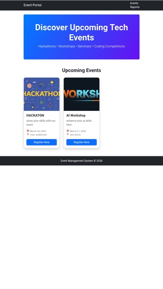 Events and Workshop Management system  – screenshot 2