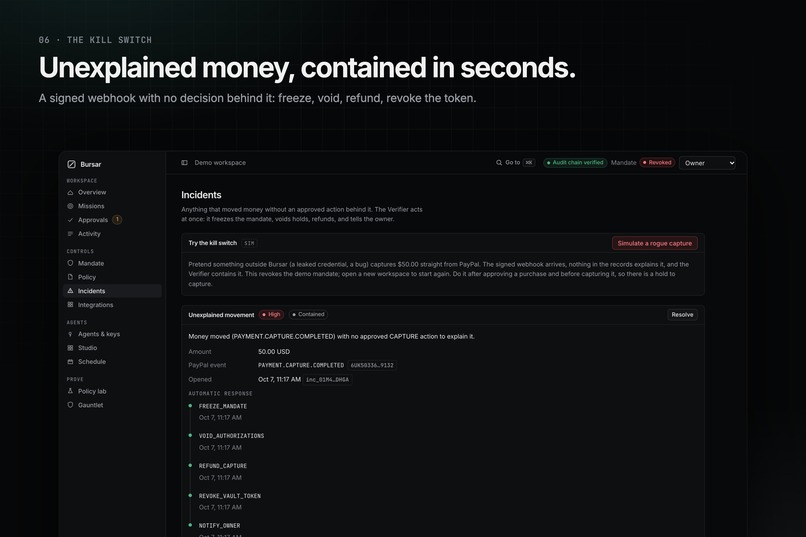 Bursar: Spend Authority for AI Agents – screenshot 3