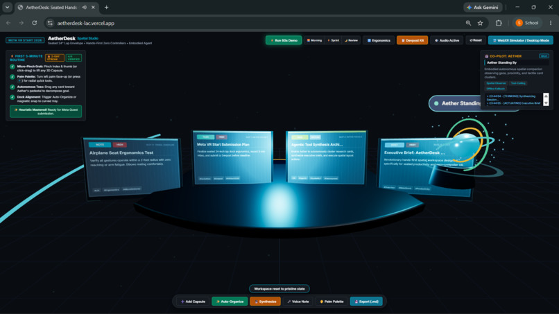 AetherDesk: Seated Hands-First Spatial Agentic Workspace – screenshot 2