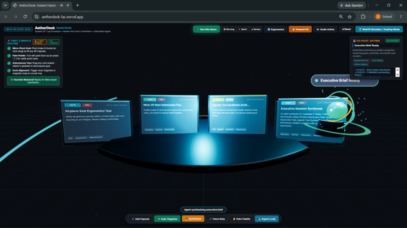 AetherDesk: Seated Hands-First Spatial Agentic Workspace – screenshot 3