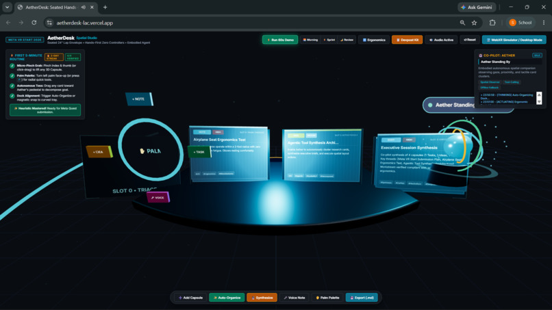 AetherDesk: Seated Hands-First Spatial Agentic Workspace – screenshot 4