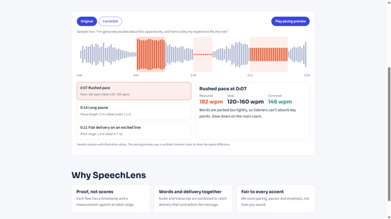 SpeechLens: Delivery Flaws Found and Explained by Math – screenshot 2