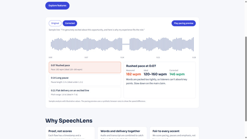 SpeechLens: Delivery Flaws Found and Explained by Math – screenshot 3