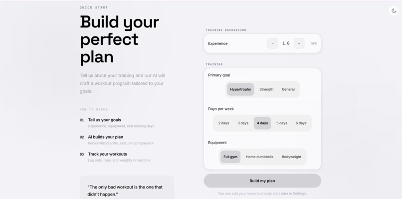 RepPlan – AI-Powered Workout & Fitness Planner – screenshot 1