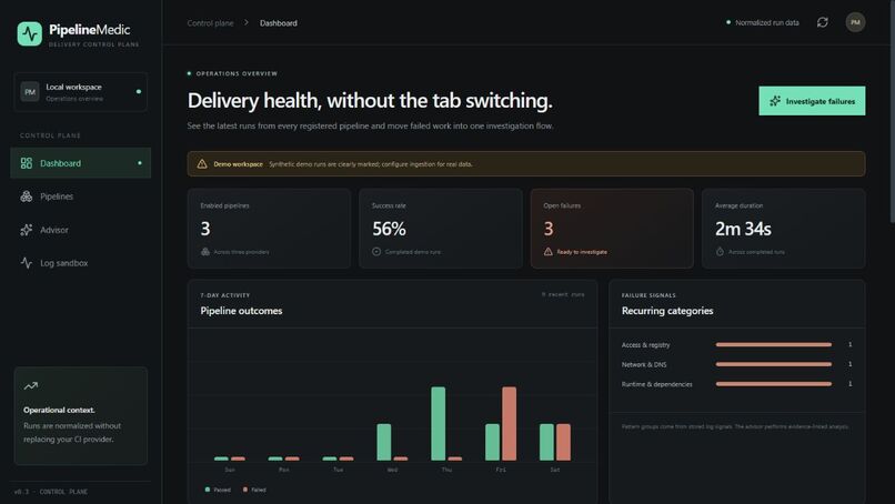 PipelineMedic — Diagnose CI/CD Failure – screenshot 1