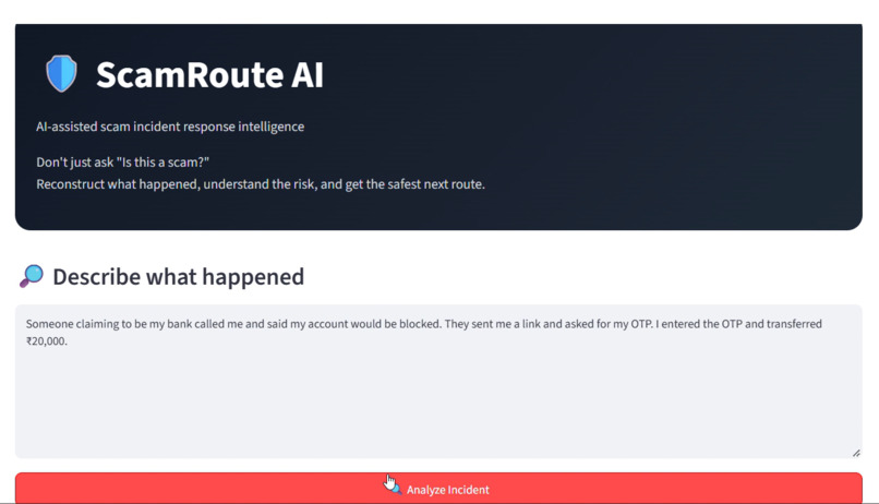 ScamRoute AI – screenshot 1