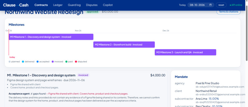 Clause-to-Cash: Contracts That Collect – screenshot 4