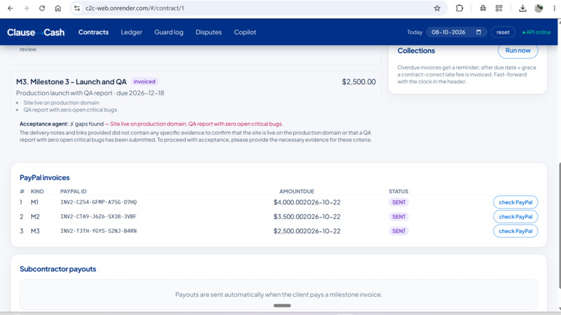 Clause-to-Cash: Contracts That Collect – screenshot 5
