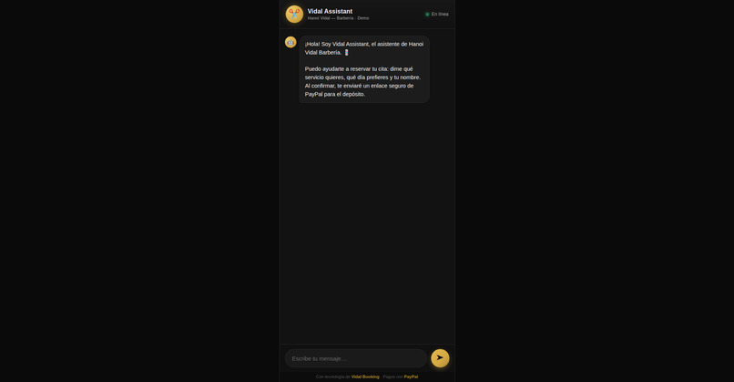Vidal Booking AI Agent – screenshot 1