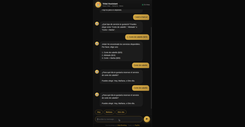 Vidal Booking AI Agent – screenshot 2