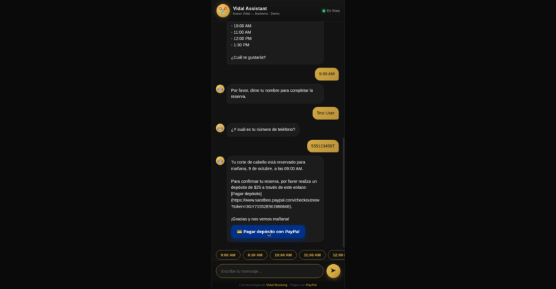 Vidal Booking AI Agent – screenshot 3