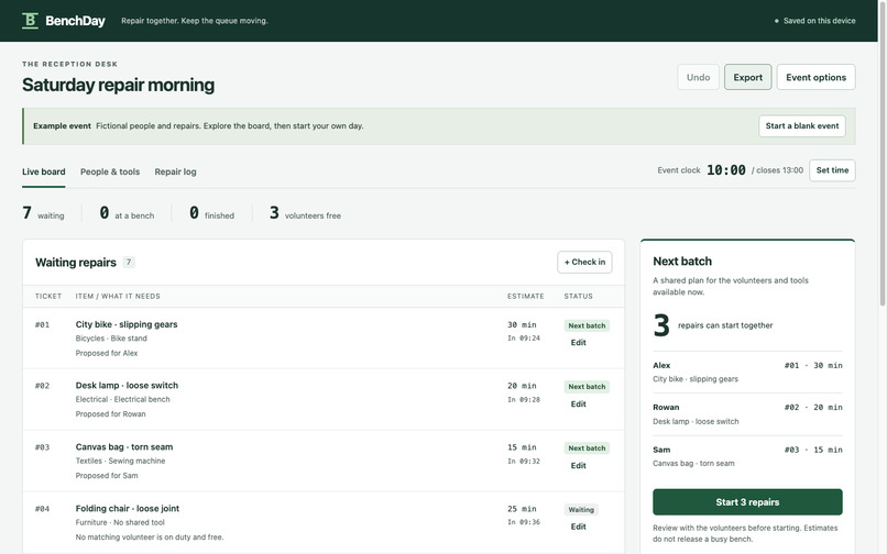 Benchday – screenshot 1