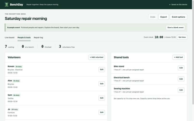 Benchday – screenshot 2