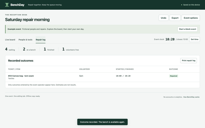 Benchday – screenshot 3