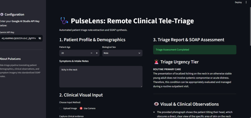 PulseLens: Multimodal Tele-Triage Assistant – screenshot 1