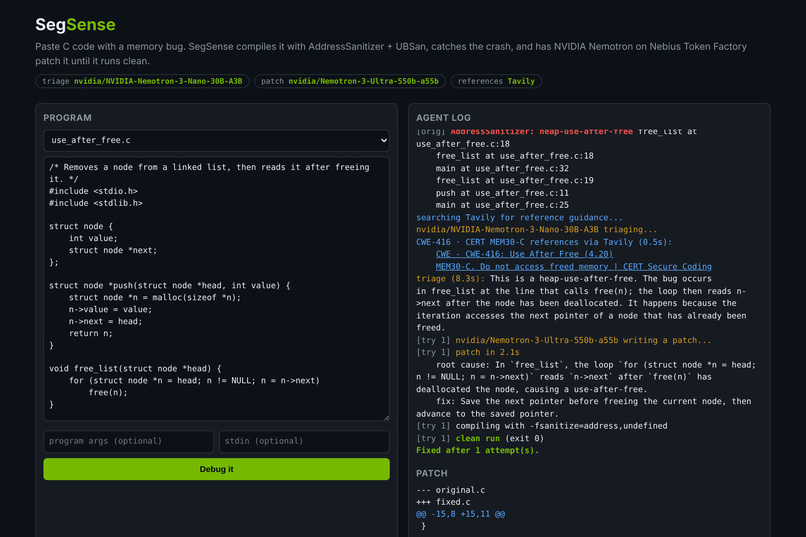 SegSense – Agentic Debugger for C Memory Bugs – screenshot 8