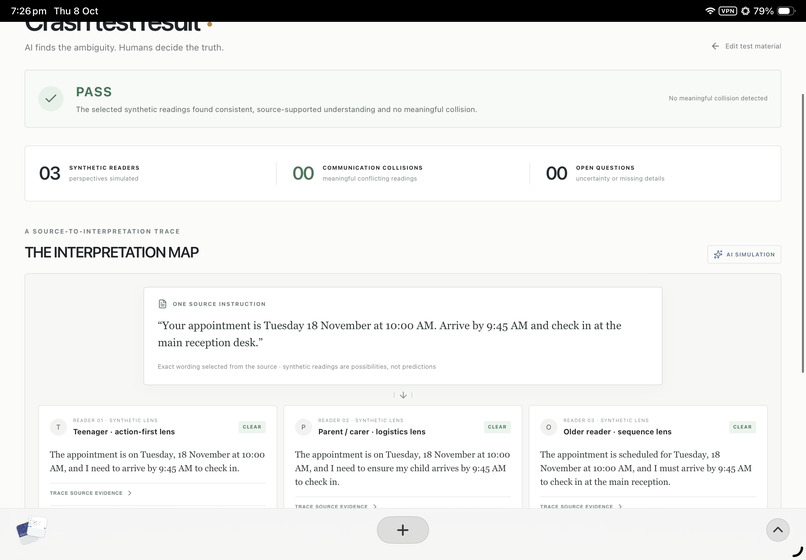 Clarity Crash Test – screenshot 1