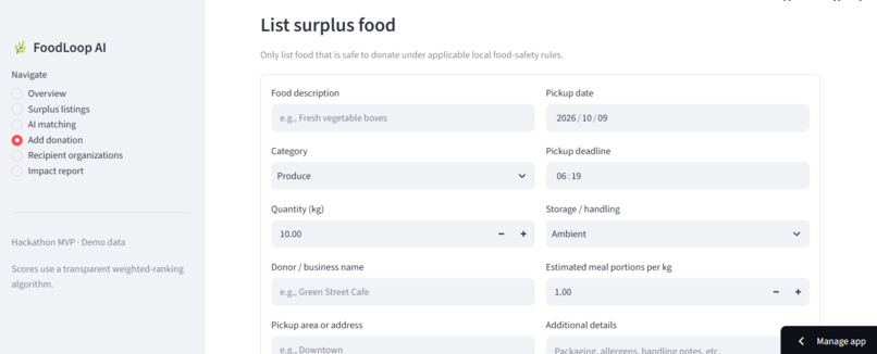 FoodLoop AI – screenshot 1