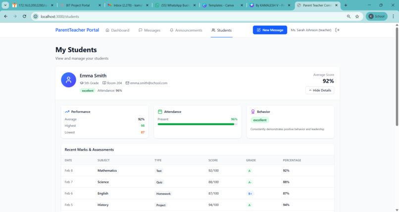 SAPPS – Smart Attendance and Performance Prediction System – screenshot 3