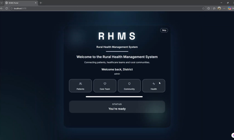 Rural Health Management System (RHMS) – screenshot 1