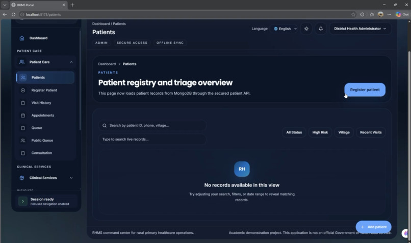 Rural Health Management System (RHMS) – screenshot 5