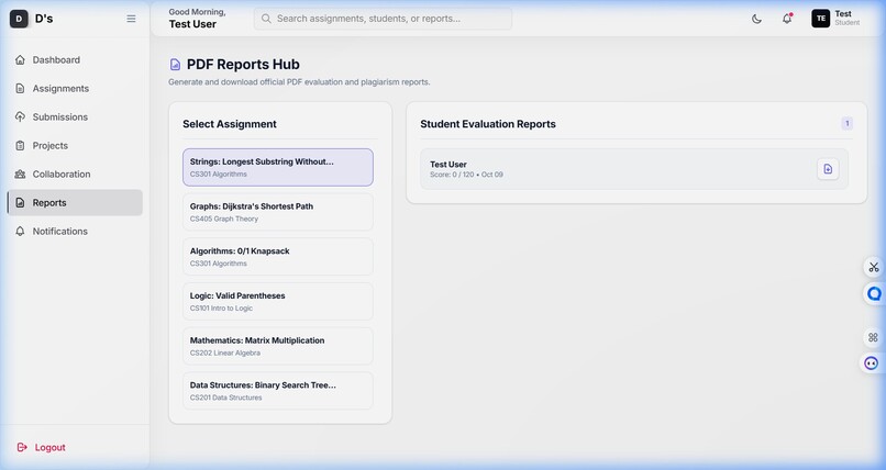Automated Project Evaluation Hub Plagiarism Detection        – screenshot 18