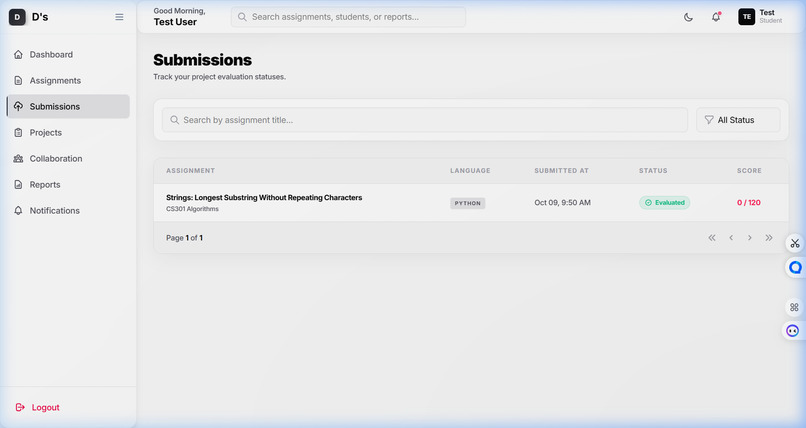 Automated Project Evaluation Hub Plagiarism Detection        – screenshot 19