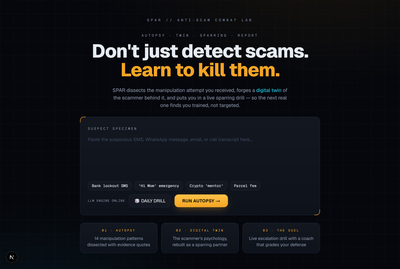SPAR — Sparring Partner Against Real Scammers – screenshot 1