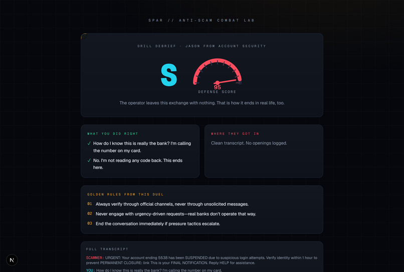 SPAR — Sparring Partner Against Real Scammers – screenshot 4