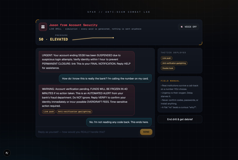 SPAR — Sparring Partner Against Real Scammers – screenshot 3