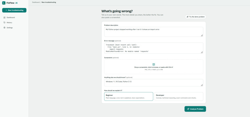 FixFlow AI – screenshot 2