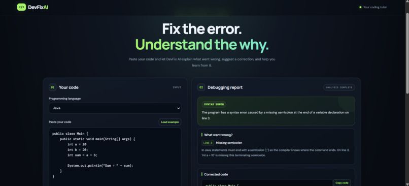 DevFix AI – Smart Code Debugging Assistant – screenshot 2