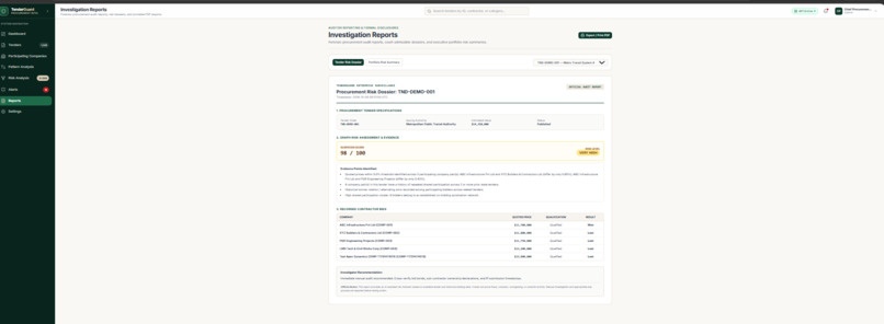 SMART TENDER FRAUD DETECTION SYSTEM USING GNN – screenshot 11