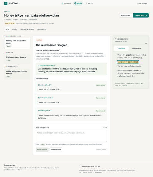 BriefCheck – screenshot 3