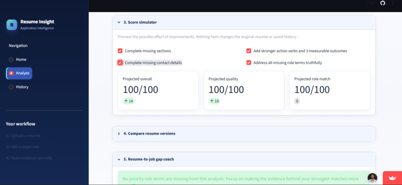 AI RESUME OPTIMIZATION AND CAREER RECOMMENDATION SYSTEM – screenshot 11