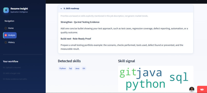 AI RESUME OPTIMIZATION AND CAREER RECOMMENDATION SYSTEM – screenshot 13
