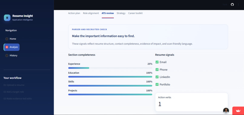 AI RESUME OPTIMIZATION AND CAREER RECOMMENDATION SYSTEM – screenshot 6