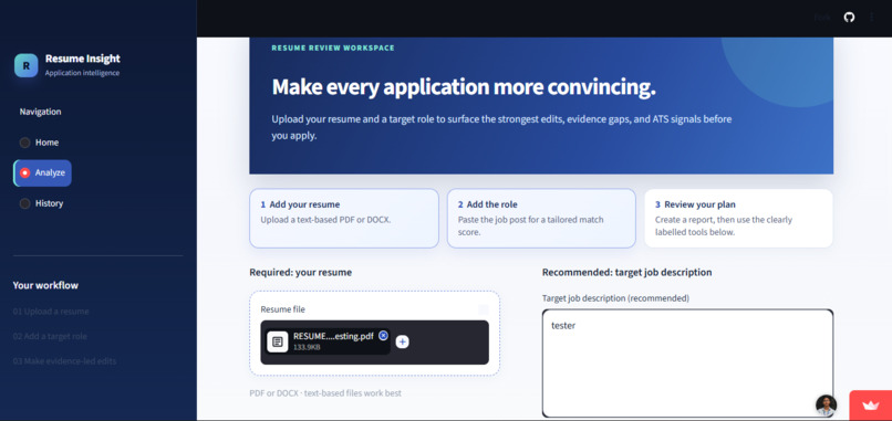 AI RESUME OPTIMIZATION AND CAREER RECOMMENDATION SYSTEM – screenshot 2