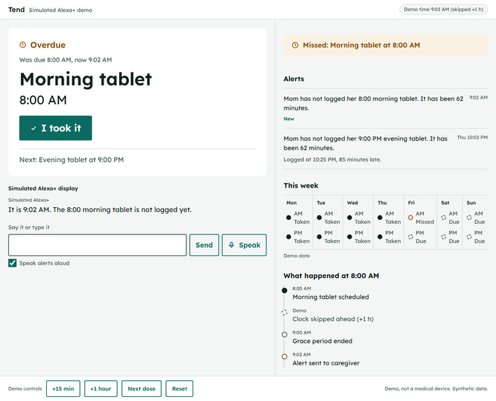 Tend: a care-coordination MCP server  – screenshot 3