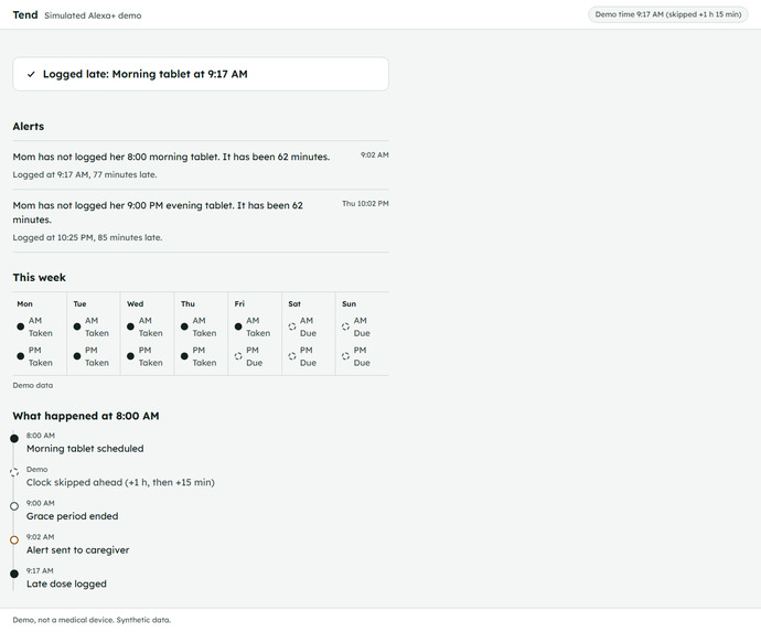 Tend: a care-coordination MCP server  – screenshot 4