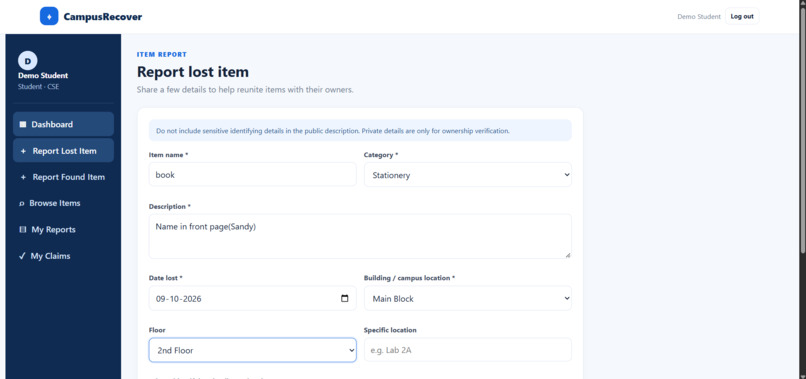Campus recover – screenshot 2