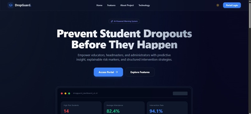 DropGuard – AI-Powered Student Dropout Prediction System – screenshot 1