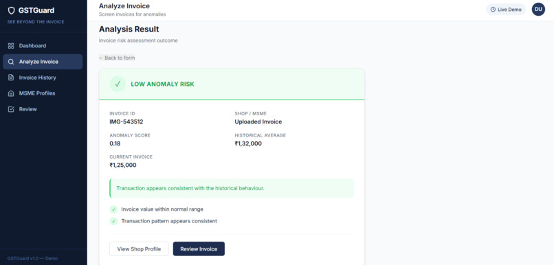 ML Based Anomaly Detection for GST for MSME  – screenshot 6