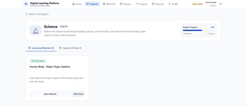 DIGITAL LEARNING PLATFORM FOR RURAL STUDENTS – screenshot 3