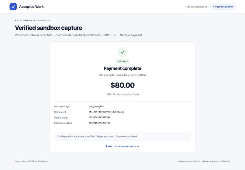 Accepted Work Settlement Agent – screenshot 1