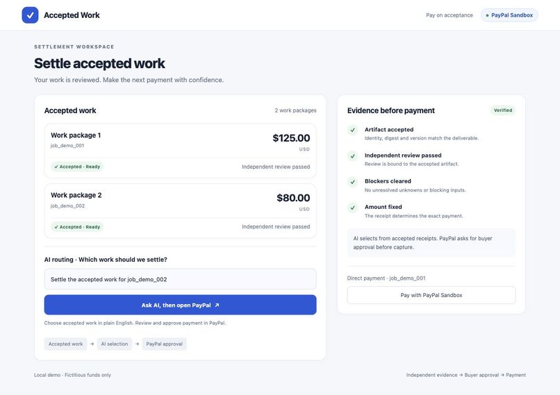 Accepted Work Settlement Agent – screenshot 2