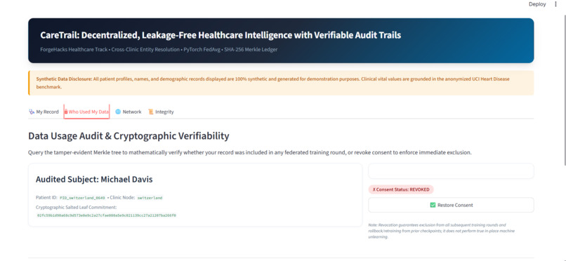 CareTrail: Decentralized Healthcare AI Framework – screenshot 3