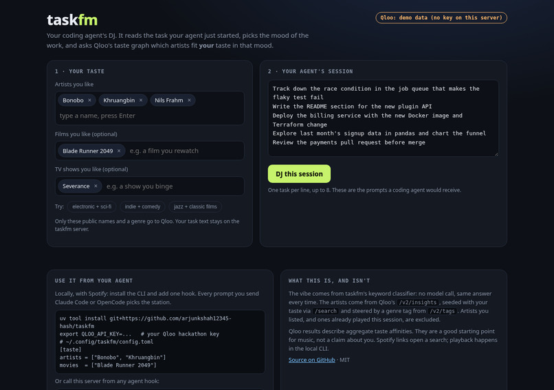 taskfm – screenshot 1