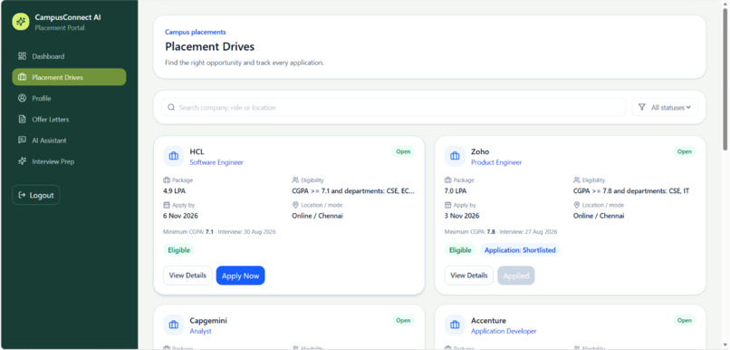 Campus Placement and Offer Tracking Portal – screenshot 5