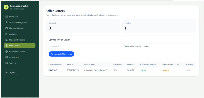 Campus Placement and Offer Tracking Portal – screenshot 9